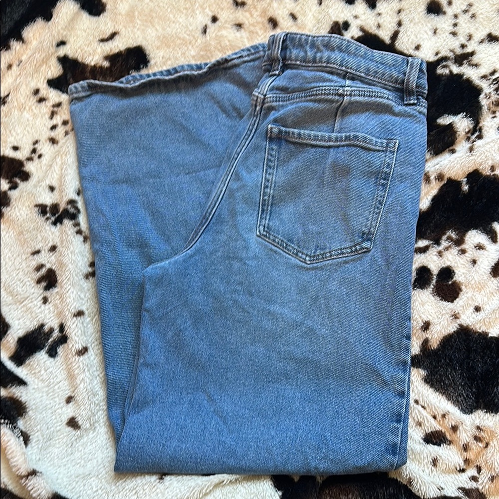 Blue Flare Wide Leg Jeans with Classic Wash